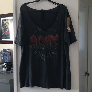 Topshop AC/DC Distressed Rock T-shirt